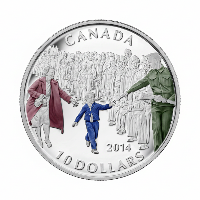 1/2 oz Fine Silver Coloured Coin - Wait for Me, Daddy - Mintage: 10,000 (2014)