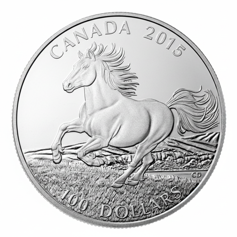 Canadian Horse - $100 for $100 Fine Silver Coin (2015)