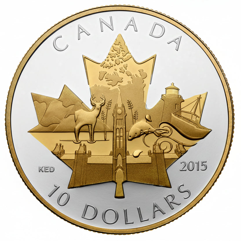 1/2 oz. Fine Silver Gold-Plated Coin - Celebrating Canada (2015)