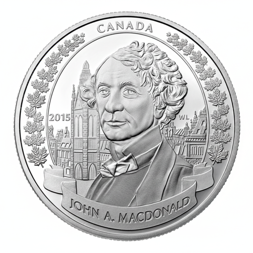 1 oz Fine Silver Coin - 200th Anniversary of the Birth of Sir John A. Macdonald - Mintage: 8,500 (2