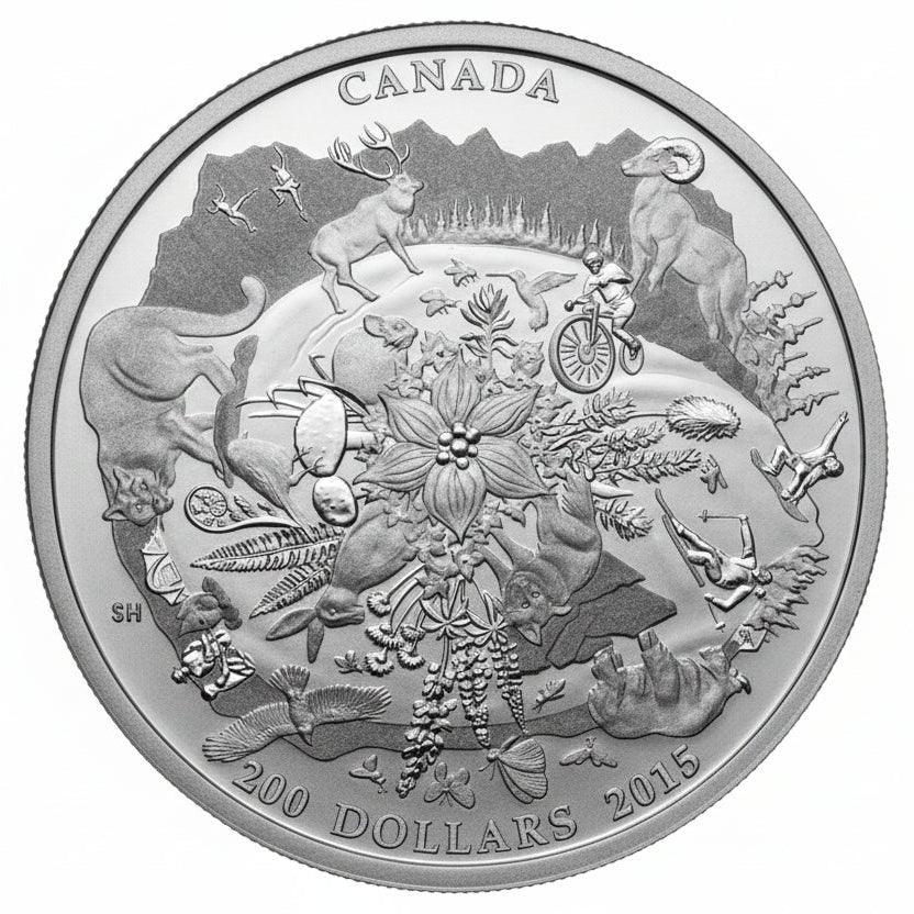 2 oz $200 for $200 Fine Silver Coin – Canada's Rugged Mountains (2015)