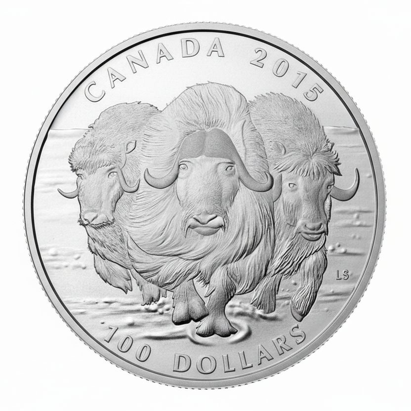 1 oz $100 for $100 Fine Silver Coin - Muskox (2015)