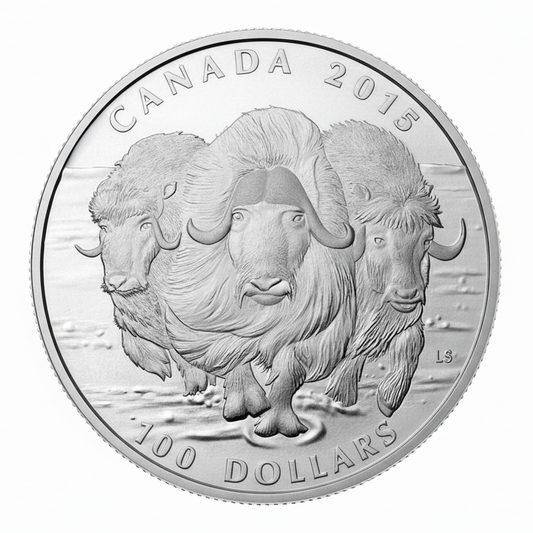 1 oz $100 for $100 Fine Silver Coin - Muskox (2015)