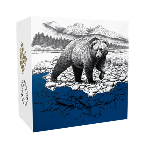 EXCLUSIVE Masters Club Coin Series: COIN #4 - 99.99% Pure Silver Grizzly Bear with Blue Enamel