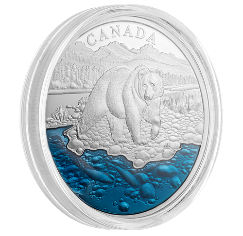 EXCLUSIVE Masters Club Coin Series: COIN #4 - 99.99% Pure Silver Grizzly Bear with Blue Enamel