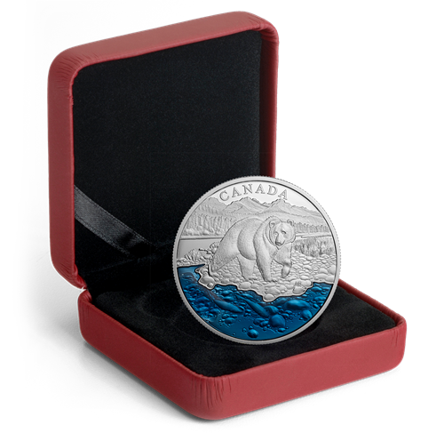 EXCLUSIVE Masters Club Coin Series: COIN #4 - 99.99% Pure Silver Grizzly Bear with Blue Enamel