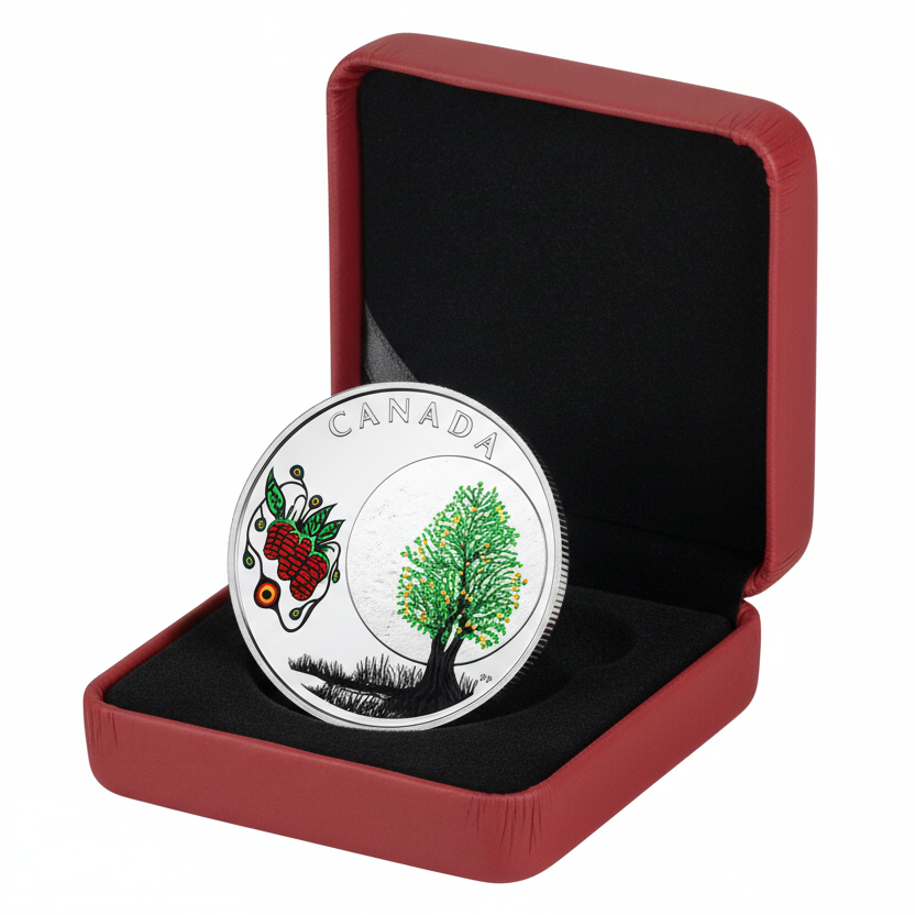 1/4 oz Pure Silver Coloured Coin - Thirteen Teachings From Grandmother Moon: Strawberry Moon
