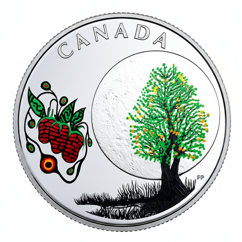 1/4 oz Pure Silver Coloured Coin - Thirteen Teachings From Grandmother Moon: Strawberry Moon