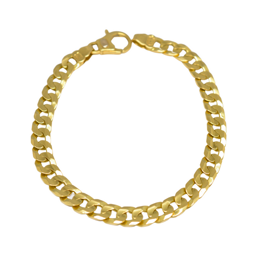 18K Yellow Gold Flat Cuban Link 8.5" Bracelet - Preowned