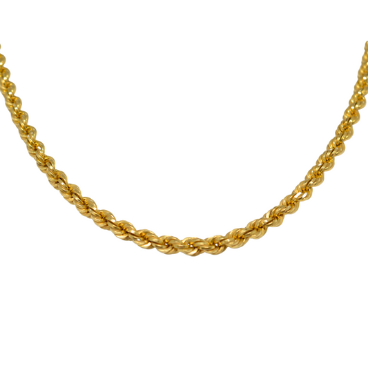 8K Yellow Gold 27" Rope Chain Necklace - Preowned