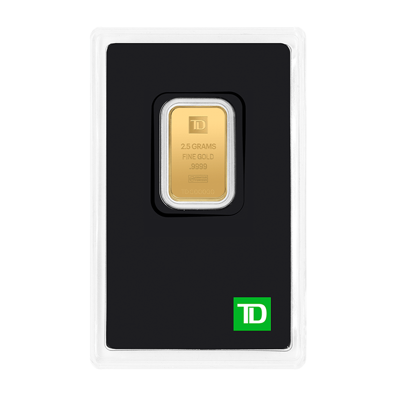 2.5 g Gold TD Bank Bar - Toronto Dominion Bank - .9999 Au