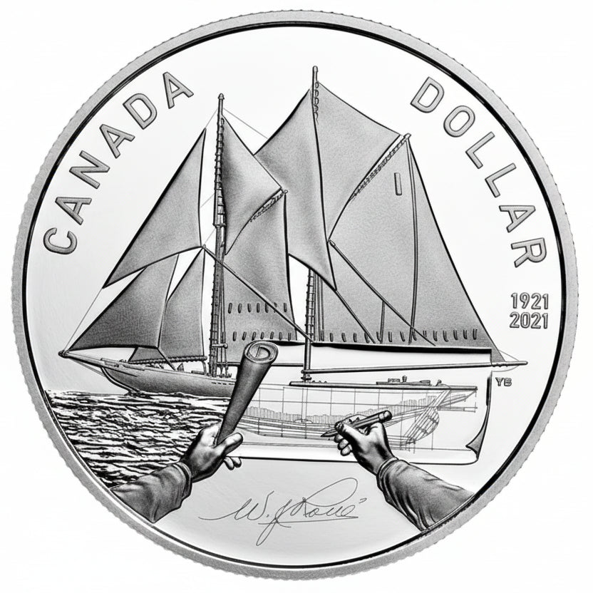 3/4 oz 2021 $1 100th Anniversary of Bluenose - Pure Silver Coin