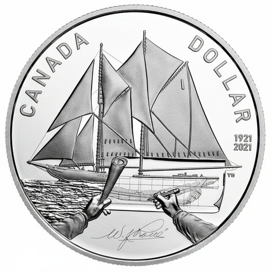 3/4 oz 2021 $1 100th Anniversary of Bluenose - Pure Silver Coin