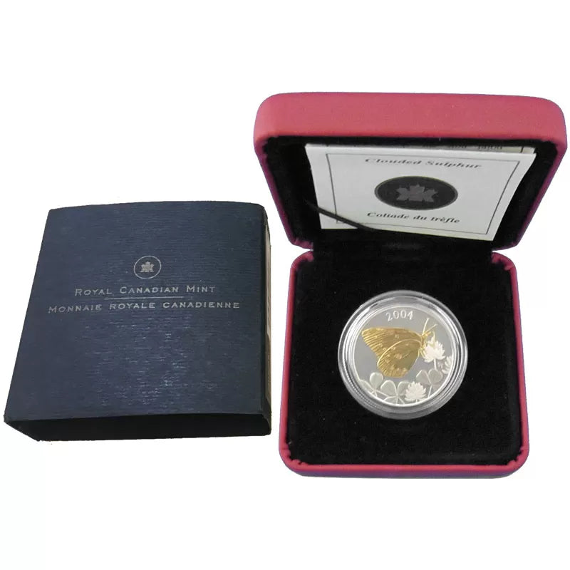 2004 50c Clouded Sulphur Butterfly - Sterling Silver Coin