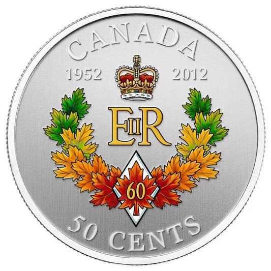 The Queen's Diamond Jubilee Emblem for Canada - Silver Plated Coloured Coin (2012)