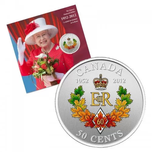 The Queen's Diamond Jubilee Emblem for Canada - Silver Plated Coloured Coin (2012)