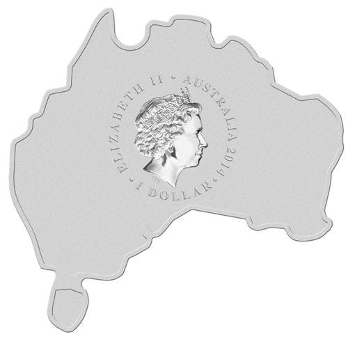 1 oz. Pure Silver Coin - Australian Map Shaped Crocodile (2014)