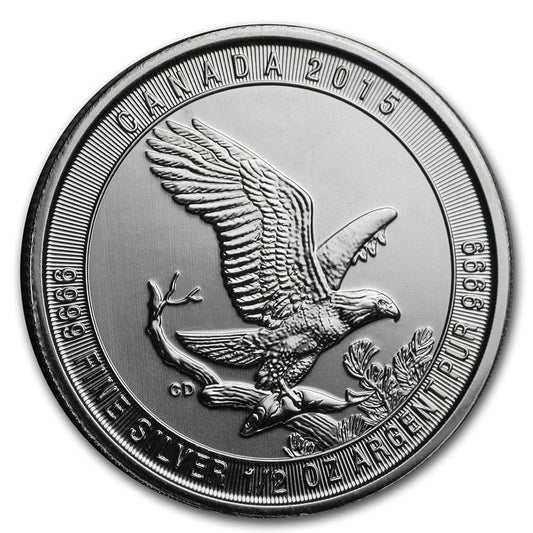 1/2 oz Silver Coin - 2015 Bald Eagle - Royal Canadian Mint - RCM .9999 Ag