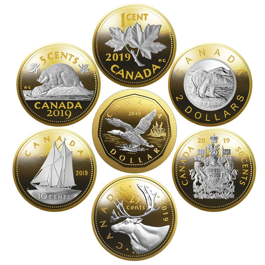 2019 Big Coin 5 Ounce Series - Pure Silver 7 Coin Set