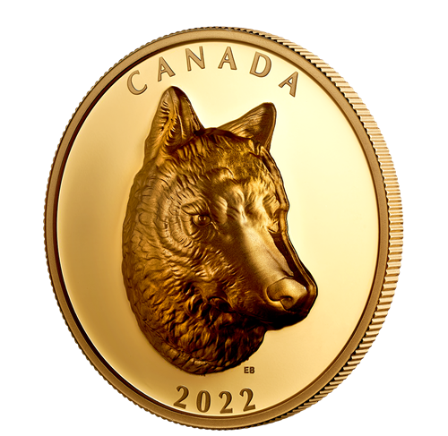 2 oz Pure Gold EHR Coin – 2022 Timber Wolf - Royal Canadian Mint .9999 Au (275 Mintage)