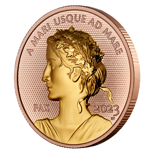1 oz Rose Gold Coin - 2023 Peace Dollar - Royal Canadian Mint - .9999 Au (Mintage: 500)