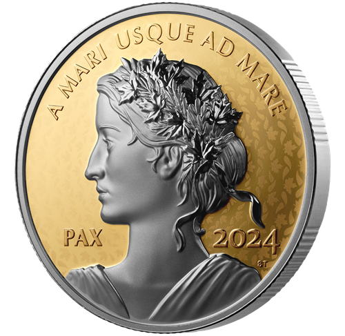 1 oz Platinum Plated Gold Coin - 2024 Peace Dollar - Royal Canadian Mint - .9999 Au (Mintage: 650)