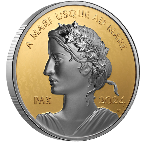 1 oz Platinum Plated Gold Coin - 2024 Peace Dollar - Royal Canadian Mint - .9999 Au (Mintage: 650)