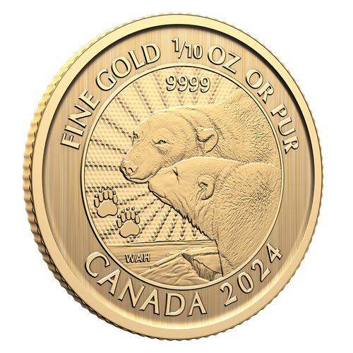 1/10 oz 2024 The Majestic Polar Bears Coin - Royal Canadian Mint .9999 Au