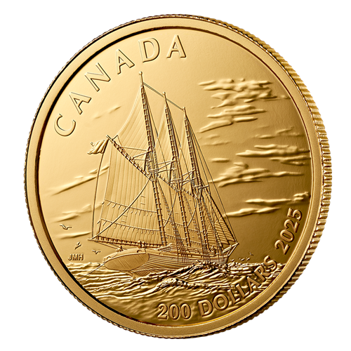 1/2 oz Gold Coin - 2025 Tall Ships: Three-masted Schooner – Royal Canadian Mint .9999 Au