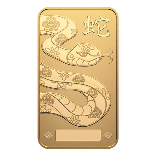 10 g Gold Bar - 2025 Lunar Year of the Snake - Royal Canadian Mint - .9999 Au