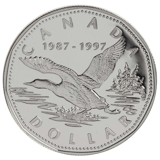 1997 $1 The One Dollar Loon, 10th Anniversary - Sterling Silver Proof Dollar