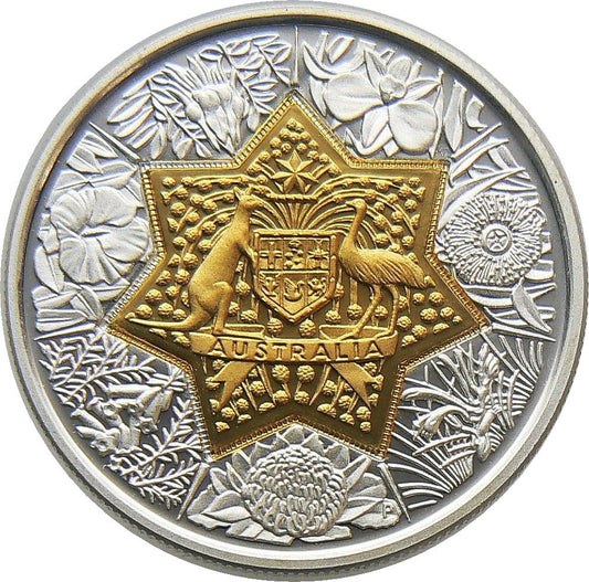Australian Bi-Metalic Coin - Centenary of Federation- Floral Emblems 4th Portrait - Perth Mint .999 Au/Ag