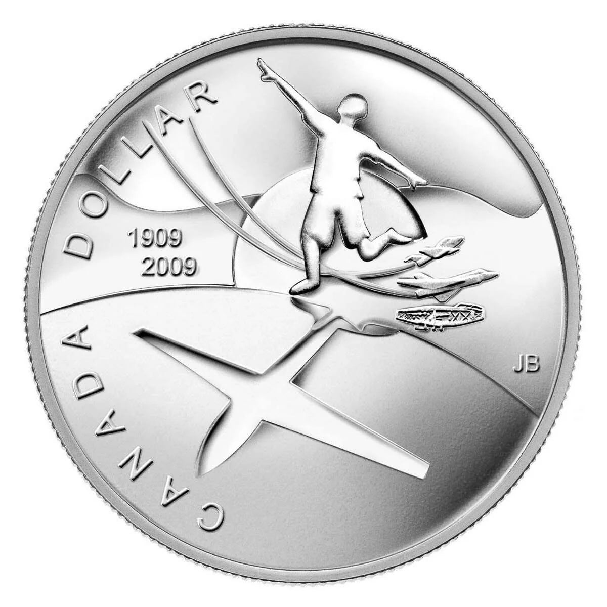 3/4 oz 2009 $1 Flight in Canada, 100th Anniversary - Sterling Silver Dollar B.U.