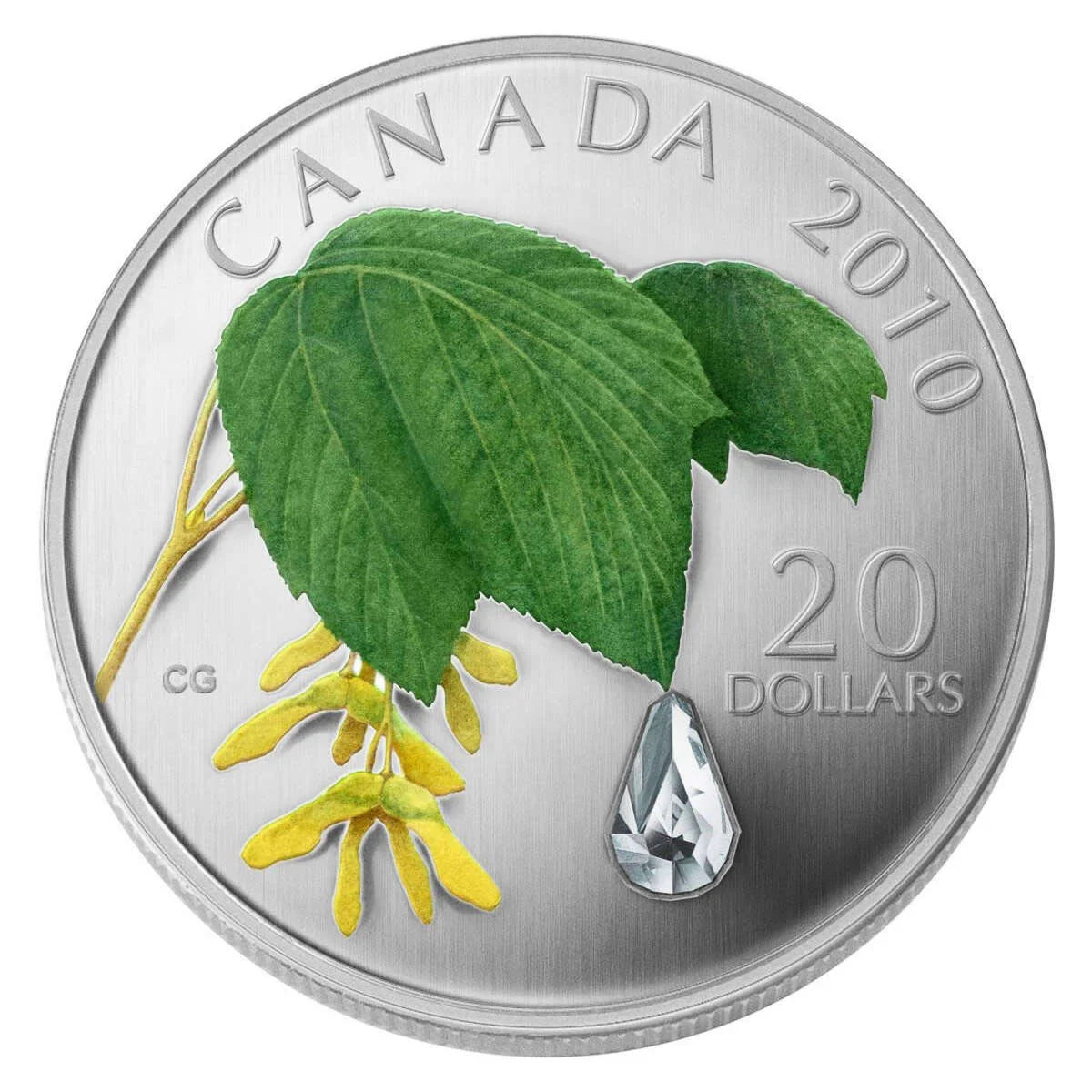 1 oz Fine Silver Coin - Maple Leaf Crystal Raindrop (2010)