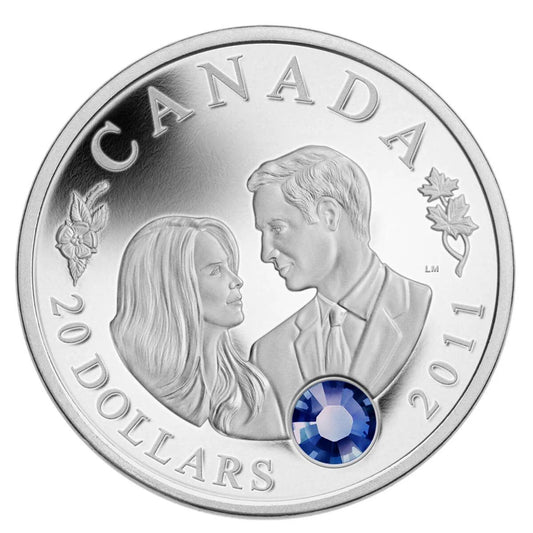 1 oz 2011 $20 H.R.H. Prince William of Wales and Miss Catherine Middleton - Pure Silver Coin