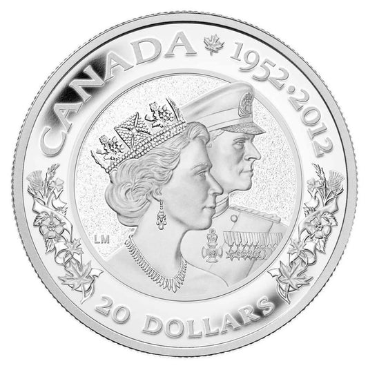 1 oz Fine Silver Coin - The Queen's Diamond Jubilee (2012) - Queen Elizabeth II & Prince Philip