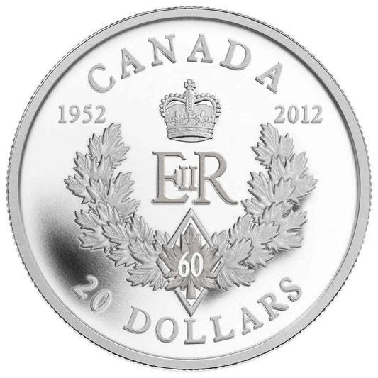 1 oz 2012 $20 Queen's Diamond Jubilee Royal Cypher - Pure Silver Coin