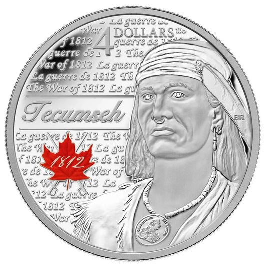 1/4 oz 2012 $4 Heroes of 1812: Tecumseh - Pure Silver Coin