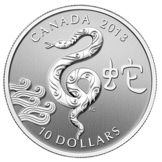 1/2 oz 2013 $10 Year of the Snake - Pure Silver Coin