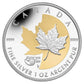 1 oz 2013 $5 The Silver Maple Leaf, 25th Anniversary - Pure Silver Coin with Selective Gold Plating