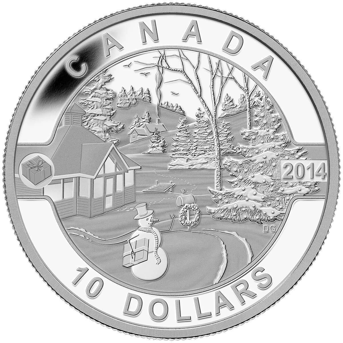 1/2 oz 2014 $10 O Canada: Canadian Holiday Scene - Pure Silver Coin