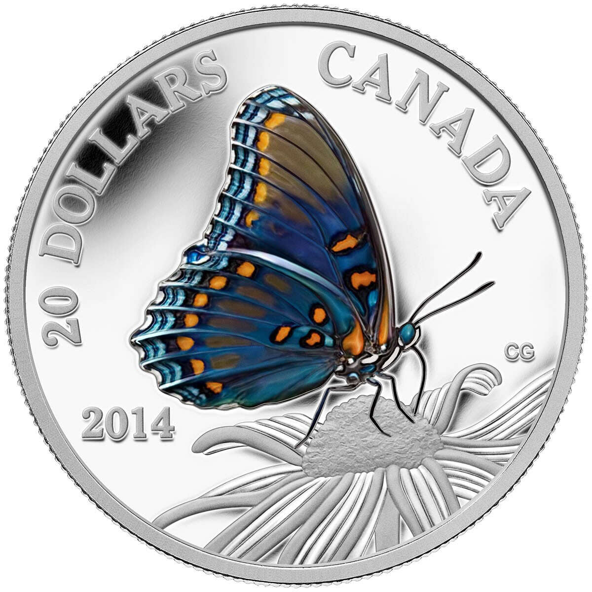 1 oz 2014 $20 Butterflies of Canada: Red-Spotted Purple - Pure Silver Coin