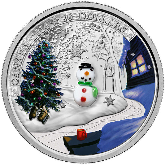 1 oz 2014 $20 Venetian Glass Snowman - Pure Silver Coin