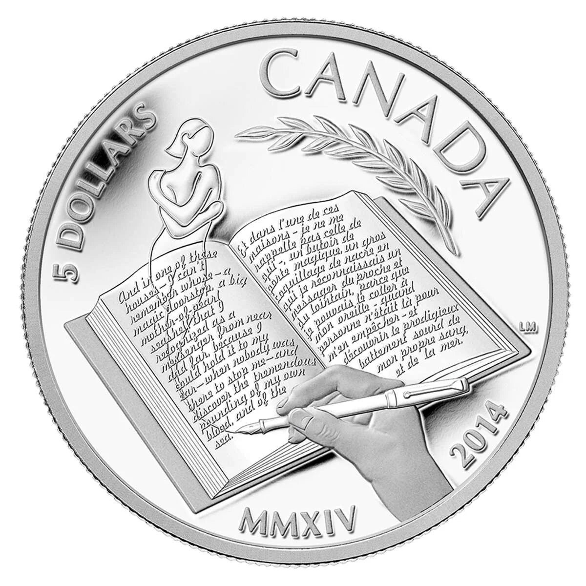 3/4 oz Fine Silver Coin - Alice Munro - Mintage: 7,500 (2014)