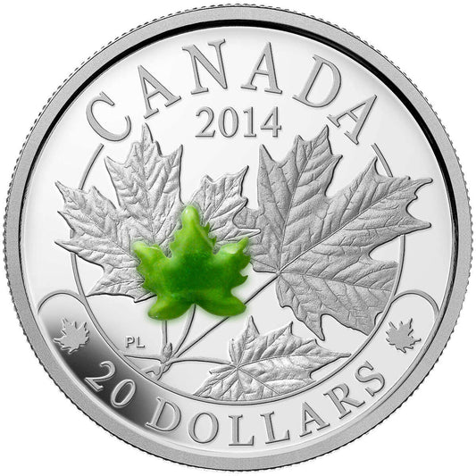 1 oz Fine Silver Coin - Majestic Maple Leaves with Jade - Mintage: 8,500 (2014)