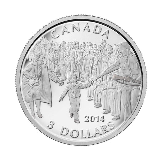 1/4 oz 2014 $3 Wait for me, Daddy - Pure Silver Coin