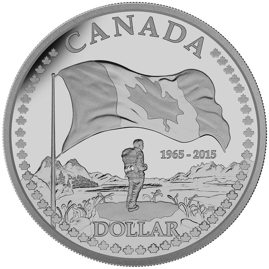 3/4 oz 2015 $1 The Canadian Flag, 50th Anniversary - Pure Silver Dollar Proof