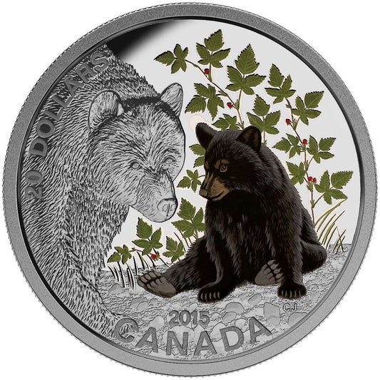 1 oz 2015 $20 Baby Animals: Black Bear - Pure Silver Coin