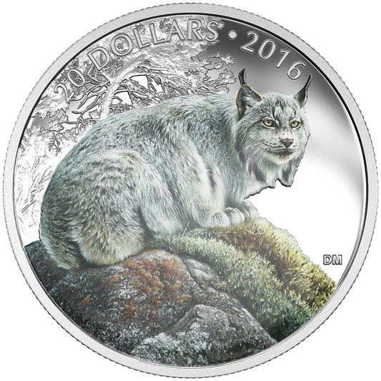 1 oz. Pure Silver Coloured Coin - Majestic Animal: Canadian Lynx (2016)