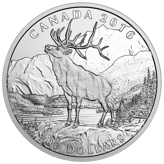 1 oz 2016 $100 for $100 The Noble Elk - Pure Silver Coin